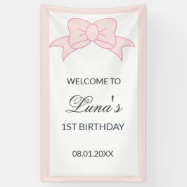 Mädchen mit rosa Schleife 1. Geburtstag Banner