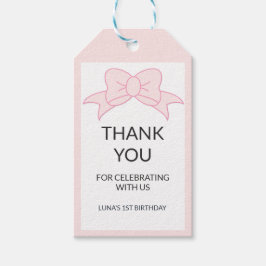 Mädchen mit rosa Schleife 1. Geburtstag Kinder Geschenkanhänger