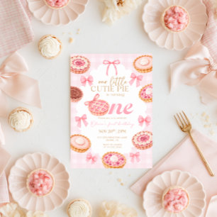 Mädchen mit rosa Schleife Kleines Süßes Gingham-Ge Einladung