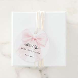 Mädchen mit rosa Schleife moderne Babyparty Geschenkanhänger