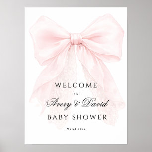 Mädchen mit rosa Schleife moderne Babyparty  Poster