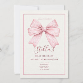 Mädchen mit rosa Schleife zuerst Einladung