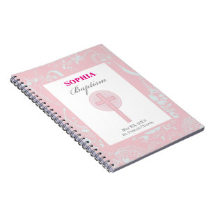 Mädchen mit rosa Spitze Taufe Notizblock