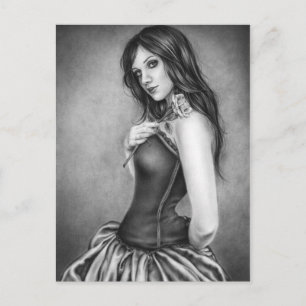 Mädchen mit Rose Postkarte