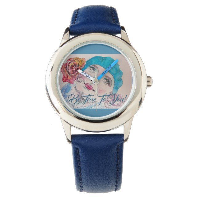 Mädchen mit Rote Rose Beret ist wahr 28. Mai Uhr (Vorderseite)
