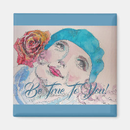 Mädchen mit Rote Rose Beret wahr sein zu Ihnen Mag Magnet