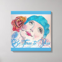 Mädchen mit Rote Rose Beret Wasserfarbe Canvas Pri