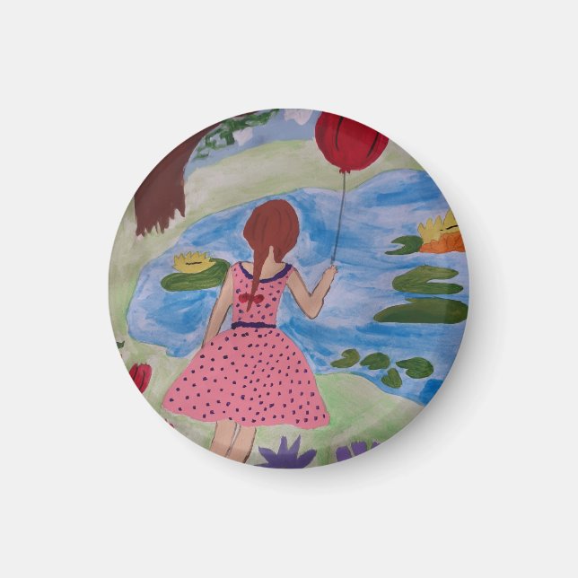 Mädchen Mit Rotem Luftballon Magnet (Vorne)