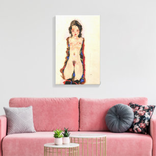 Mädchen mit Roten Gartern Egon Schiele Leinwanddruck
