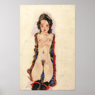 Mädchen mit Roten Gartern   Egon Schiele   Poster