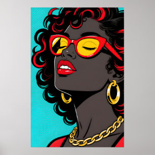 Mädchen mit roten Lippen Pop Art Poster