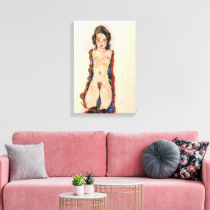 Mädchen mit roten Strumpfbändern Egon Schiele Leinwanddruck