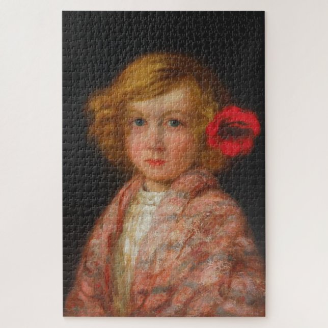 Mädchen mit roter Blume im Haar (Vertikal)