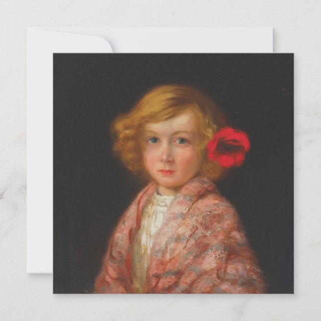 Mädchen mit roter Blume im Haar Karte (Vorderseite)