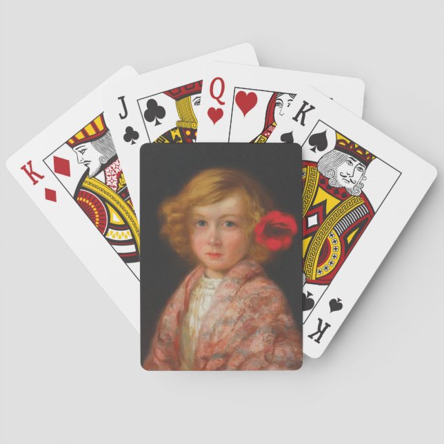Mädchen mit roter Blume im Haar Spielkarten (Rückseite)