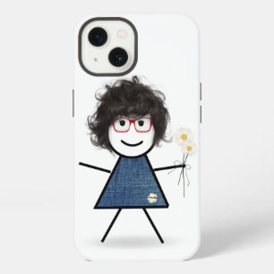 Mädchen mit roter Brille und Gänseblümchen iPhone Hülle