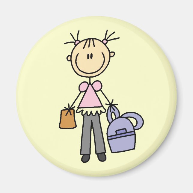 Mädchen mit Rucksack Magnet (Vorne)