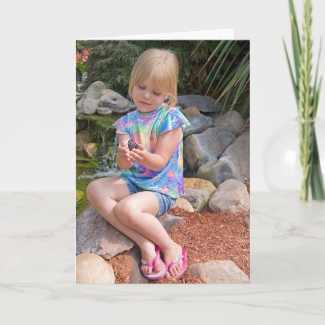 Mädchen mit Schmetterling Karte (Vorderseite)