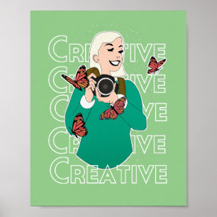 Mädchen mit Schmetterlingen Poster