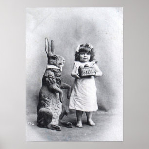 Mädchen mit Schokoladen und Osterhasen Poster