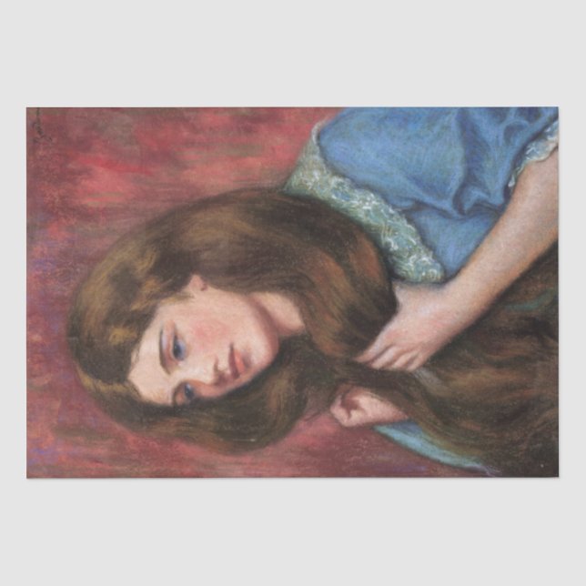 Mädchen mit schönem Long Brown Haar Seidenpapier (Vorderseite)