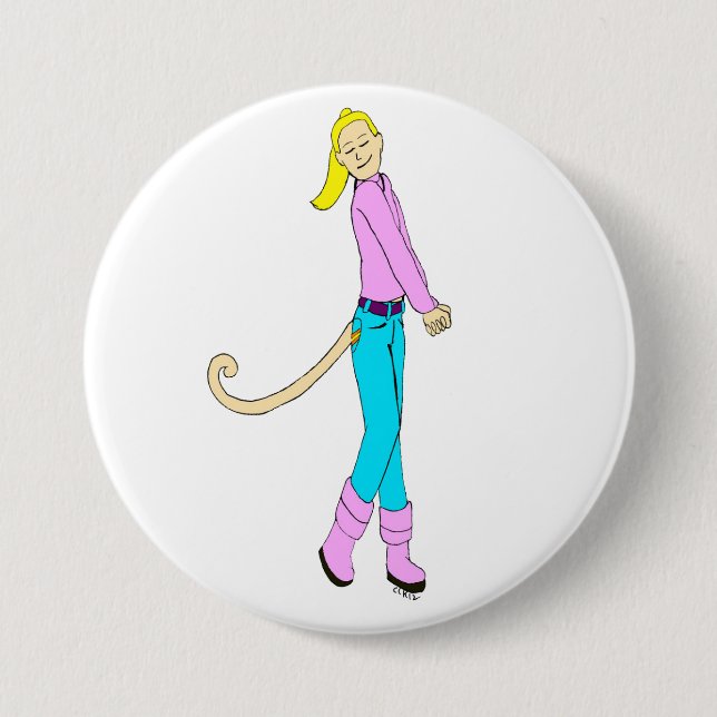 Mädchen mit Schwanz Button (Vorderseite)