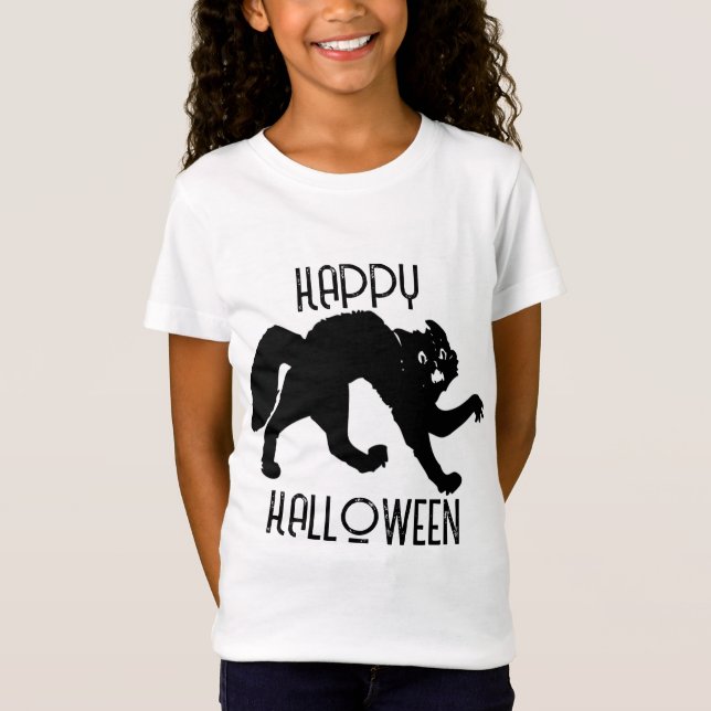 MÄDCHEN MIT SCHWARZER KATZE T-Shirt (Vorderseite)