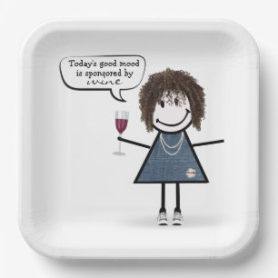 Mädchen mit Sneakern und Wein auf einer Stickerpar Pappteller