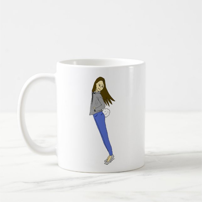 Mädchen mit sonnigen Schwänzen Kaffeetasse (Links)