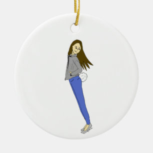 Mädchen mit sonnigen Schwänzen Keramik Ornament