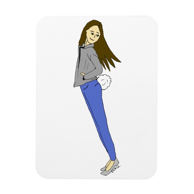 Mädchen mit sonnigen Schwänzen Magnet (Vertikal)