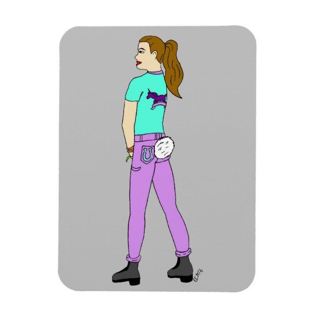 Mädchen mit sonnigen Schwänzen Magnet (Vertikal)