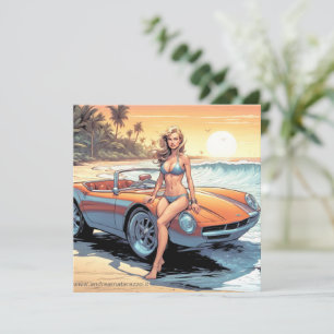 Mädchen mit Sportwagen Einladung