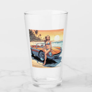 Mädchen mit Sportwagen Glas