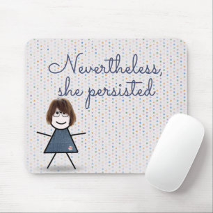 Mädchen mit Stäbchen im Jeenkleid mit Zitat Mousepad