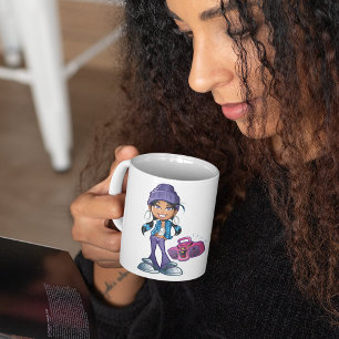Mädchen mit Stereoanlage Kaffeetasse