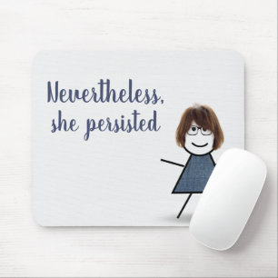 Mädchen mit Stöckchen im Jeanskleid mit Zitat Mousepad