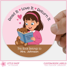 Mädchen mit Teddybär Lehrer Bibliothek Exlibris