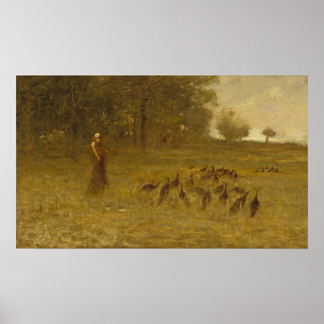 Mädchen mit Truthühnern Poster (Vorne)