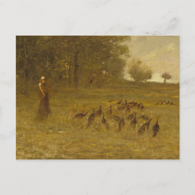 Mädchen mit Truthühnern Postkarte (Vorderseite)