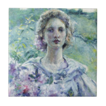 Mädchen mit violetten Blumen (von Robert Reid)