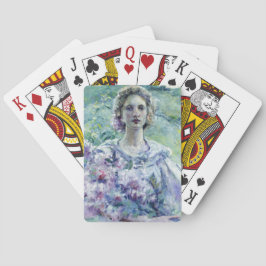 Mädchen mit violetten Blumen (von Robert Reid) Spielkarten