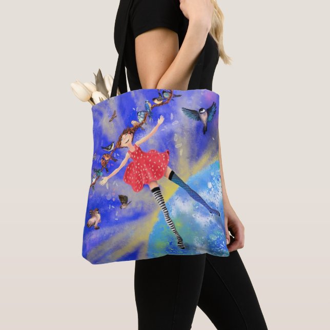 Mädchen mit Vögeln Tote Tag Fantasy Tasche (Von Nahem)
