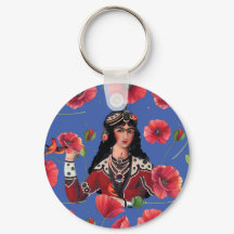 Mädchen mit Vögeln und Roter Blume