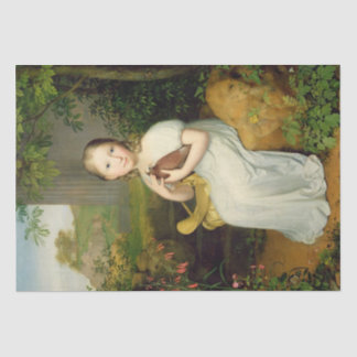 Mädchen mit Vogelporträt von Louise als Kind Seidenpapier