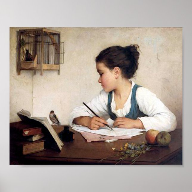 Mädchen mit Vogelposter Poster (Vorne)