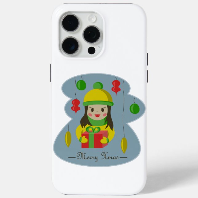 Mädchen mit Weihnachts-Geschenkboxen Case-Mate iPhone Hülle (Rückseite)