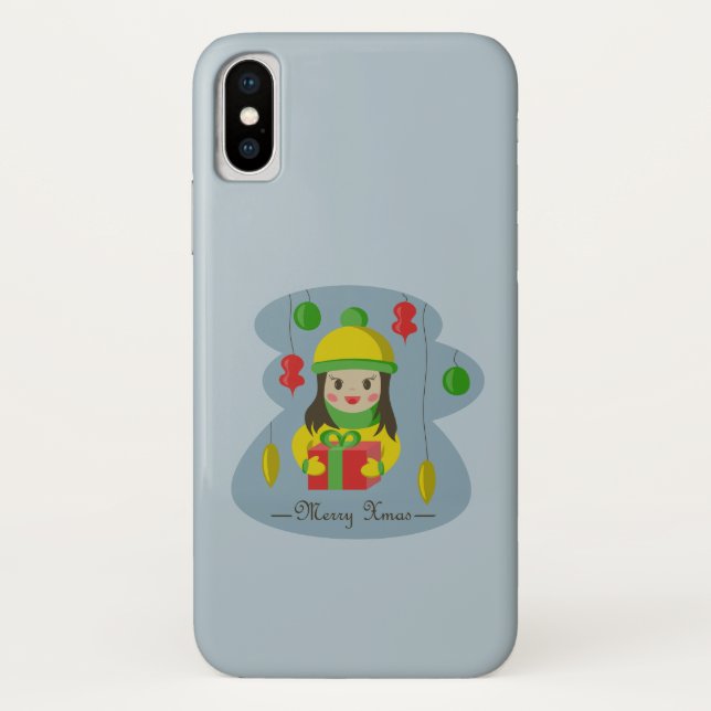 Mädchen mit Weihnachts-Geschenkboxen Case-Mate iPhone Hülle (Rückseite)