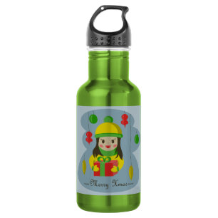 Mädchen mit Weihnachts-Geschenkboxen Edelstahlflasche