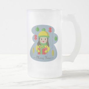 Mädchen mit Weihnachts-Geschenkboxen Mattglas Bierglas